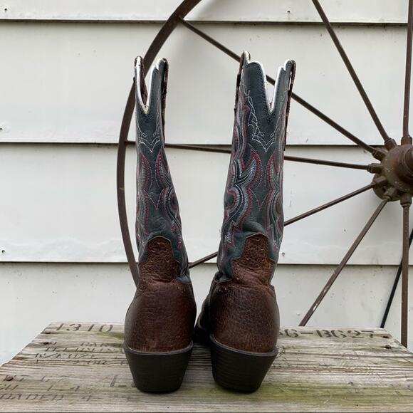 Justin Stampede Rawhide square toe cowgirl boots 6B - Picture 7 of 11